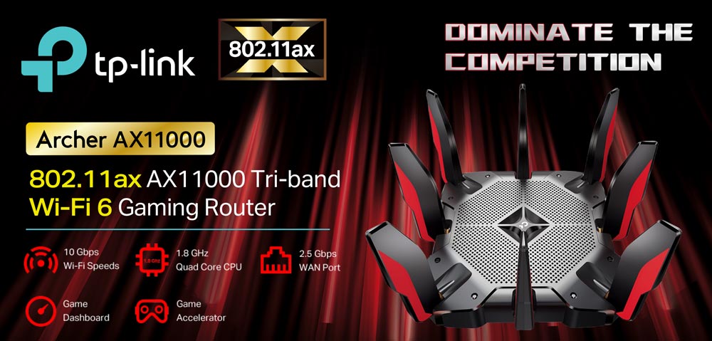 TP-Link Archer AX11000 Tri-Band 10756Mbps WiFi 6 Router (AX)