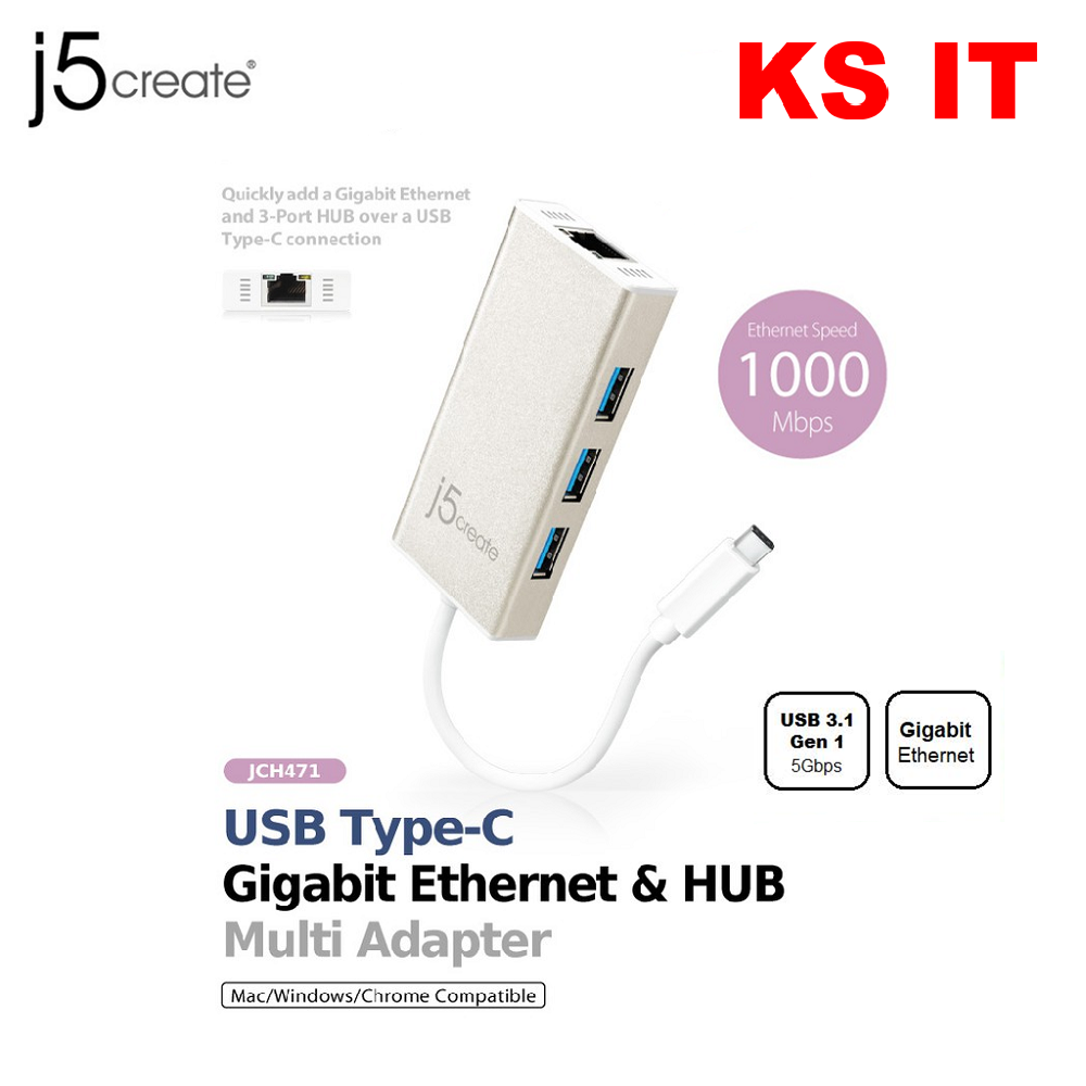 j5create USB-C Multi-Adapter HDMI/Ethernet/USB 3.0 HUB/PD 2.0, Compatible  with Windows®/ macOS®/ Chrome OS™ Compatible, JCA374 