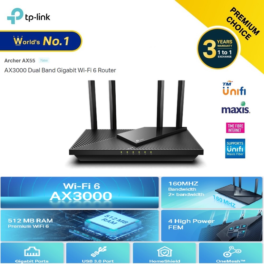 AX3000 Dual Band Gigabit Wi-Fi 6 Router