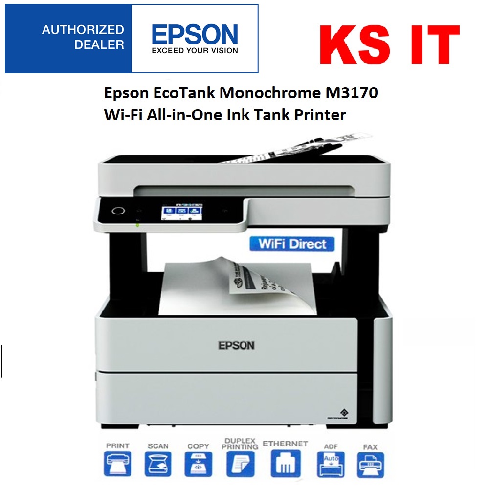 Epson EcoTank Monochrome M3170 WiFi AllinOne Ink Tank Printer